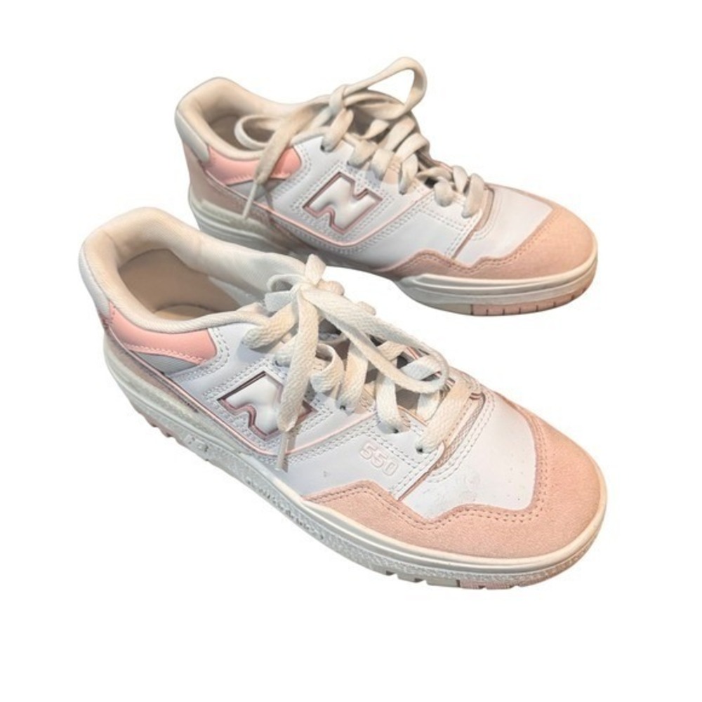 New Balance 550 Sneakers White Pink Suede Athletic Shoes‎ GSB550CD Size 5